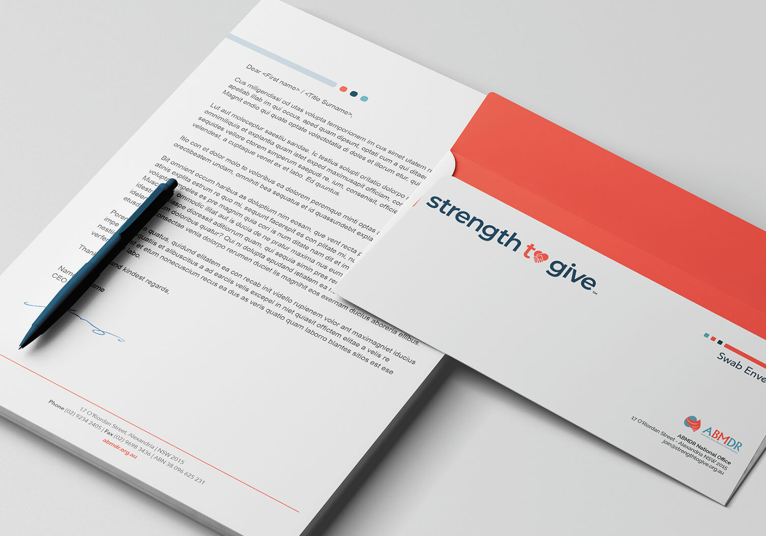 Strength2Give branded letterhead and document templates for donor recruitment campaign materials