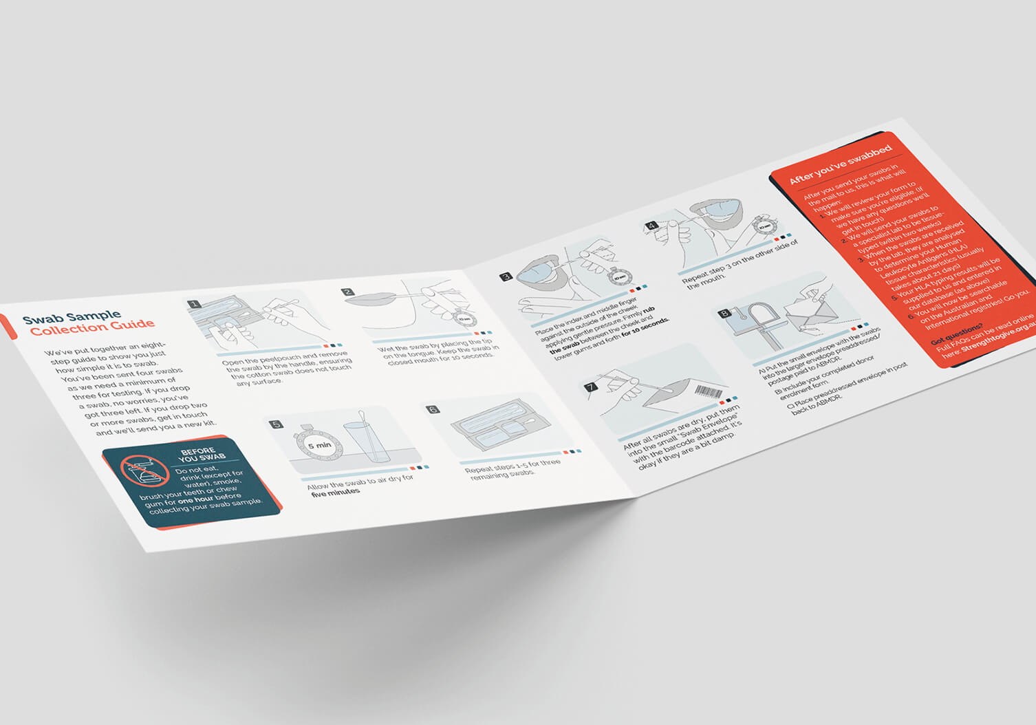 Strength2Give tri-fold brochure design mock-up showing campaign messaging and brand elements